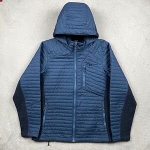 Outdoor Research Vindo Hoody Jacket Men XL Blue Puffer Hiking Outdoor Wool Blend